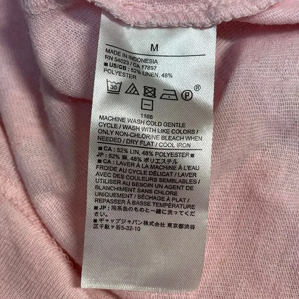 Banana Republic Men's Pink Linen Short Sleeve Golf Casual Polo Shirt Top Size M